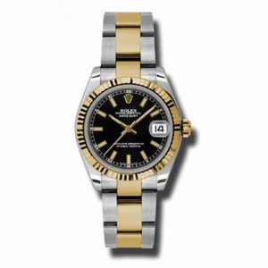 Rolex Datejust Black Dial Automatic Stainless Steel and 18kt Gold Ladies Watch 178273BKSO