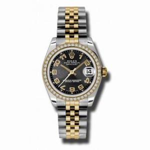 Rolex Datejust Black Dial Automatic Stainless Steel and 18kt Gold Ladies Watch 178383BKCAJ
