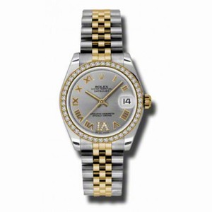 Rolex Datejust Grey Dial Automatic Stainless Steel and 18kt Gold Ladies Watch 178383GRDJ