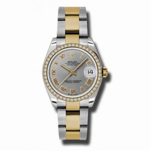 Rolex Datejust Grey Dial Automatic Stainless Steel and 18kt Gold Ladies Watch 178383GRO