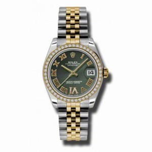 Rolex Datejust Olive Green Dial Automatic Stainless Steel and 18kt Gold Ladies Watch 178383GNRDJ