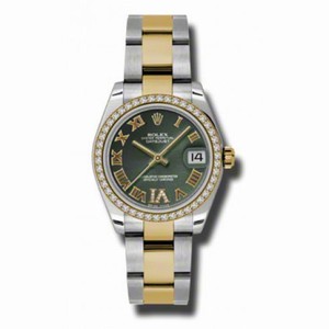 Rolex Datejust Olive Green Dial Automatic Stainless Steel and 18kt Gold Ladies Watch 178383GNRDO