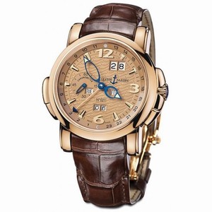 Ulysse Nardin GMT Perpetual Copper Dial Leather Strap Automatic Men's Watch 322-66