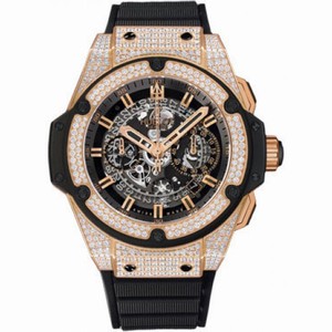 Hublot Big Bang King Power Unico Skeleton Dial Diamonds Automatic Chronograph Black Rubber Watch 701.OX.0180.RX.1704