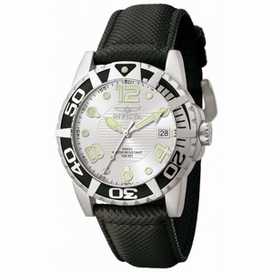 Invicta Men's Signature Pro Diver Silver-tone Dial Black Leather Watch 7245