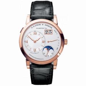 A Lange and Sohne Moonphase Silver Dial Black Leather Strap Men's Watch 109032