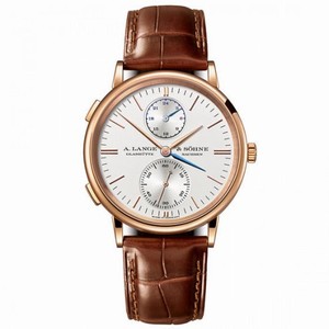 A. Lange and Sohne Saxonia Dual Time Silver Dial 18K Pink Gold Automatic Men's Watch 386.032