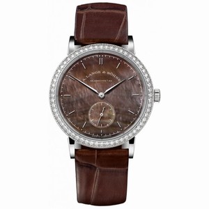 A. Lange and Sohne Saxonia Mother of Pearl Dial 18K White Gold Diamond Ladies Watch 878.038