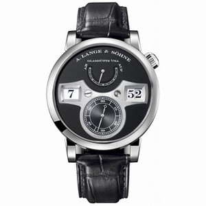 A. Lange and Sohne Zeitwerk Black Dial 18K White Gold Men's Watch 140.029