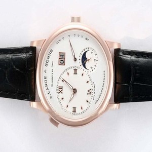 A.Lange Sohne Lange 1 Moonphase 109.032 Mens Black Crocodile Leather Strap Round Watch