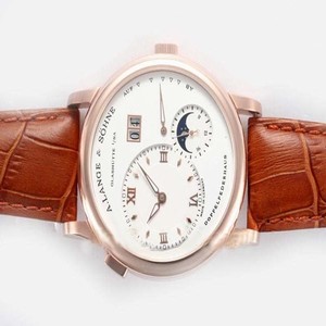 A.Lange Sohne Lange 1 Moonphase 109.032 Rose Gold Case White Dial Round Watch
