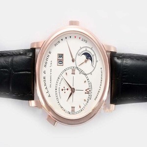 A.Lange Sohne Lange 1 Moonphase 109.032 Round Rose Gold Case White Dial Watch