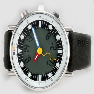 Alain Silberstein Rondo Dots O50504 Round Black Rubber Strap Grey Dial Watch