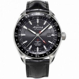 Alpina Alpiner GMT 4 Automatic Black Dial Black Leather Men's Watch AL-550G5AQ6