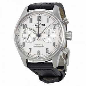 Alpina Automatic Chronograph Silver Dial Black Leather Men's Watch 860SC4S6
