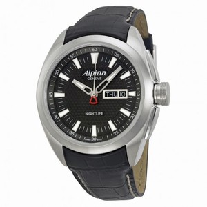 Alpina Nightlife Club Day Date Black Dial Black Leather  Strap Men's Watch AL242B4RC6