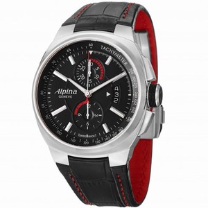 Alpina Racing Chronograph Black Dial Black Leather Men's Watch AL725B5AR26