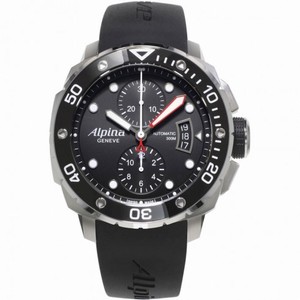 Alpina Seastrong Diver 300 Chronograph Black Dial Rubber Men's Watch AL-725LB4V26