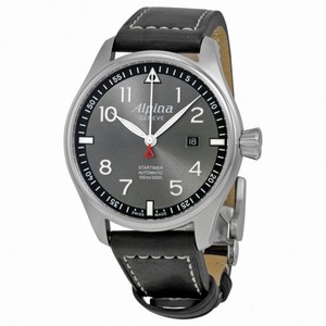 Alpina Startimer Pilot Automatic Grey Dial Black Leather Men's Watch AL-525GB4S6