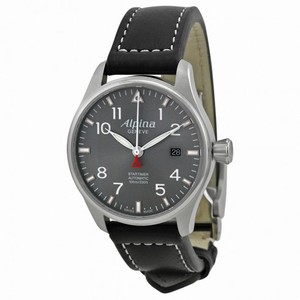 Alpina Startimer Pilot Automatic Grey Dial Black Leather Men's Watch AL-525G3S6