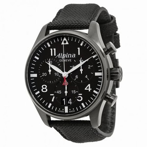Alpina Startimer Pilot Black Dial Black Fabric Strap Men's Watch AL372B4FBS6