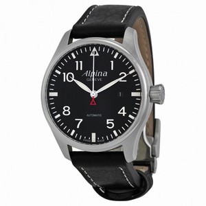 Alpina Startimer Pilot Black Dial Black Leather Strap Men's Watch AL525B4S6