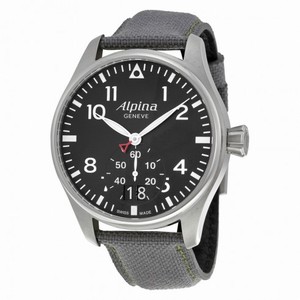 Alpina Startimer Pilot Black Dial Grey Fabric Strap Men's Watch AL-280B4S6