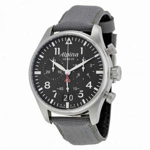 Alpina Startimer Pilot Black Dial Grey Fabric Strap Men's Watch AL372B4S6