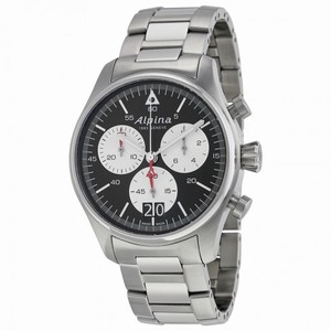 Alpina Startimer Pilot Chronograph Big Date Black Dial Stainless Steel Men's Quartz Watch AL-372BS4S6B