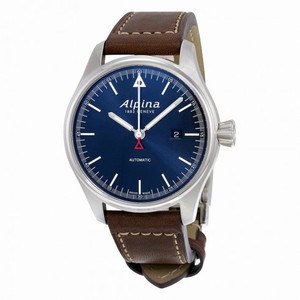Alpina Startimer Pilot Navy Sunray Dial Brown Leather Strap Men's Watch AL-525N4S6