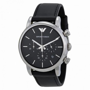 Armani Black Dial Chronograph Leather Men's Watch AR1733