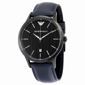 Armani Blue "Herringbone" Pattern Dial Leather Men's Watch AR2479