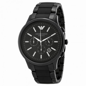 Armani Ceramica Chronograph Black Dial Black Ceramic Men's Watch AR1451