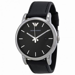 Armani Classic Black Dial Black Leather Strap Men's Watch AR1692