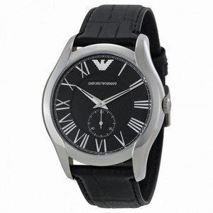 Armani Classic Black Dial Black Leather Strap Men's Watch AR1703