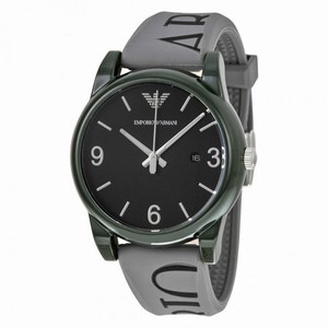 Armani Classic Black Dial Grey Silicone Men's Watch AR1067