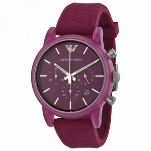 Armani Classic Chronograph Fuchsia Dial Fuchsia Silicone Strap Unisex Watch AR10
