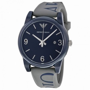 Armani Classic Navy Blue Dial Grey Silicone Men's Watch AR1065