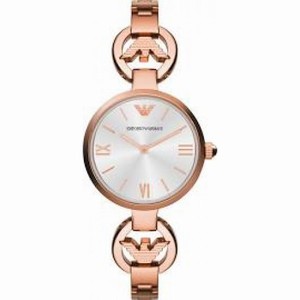 Armani Classic Silver Dial Ladies Rose Gold Tone Dress Watch