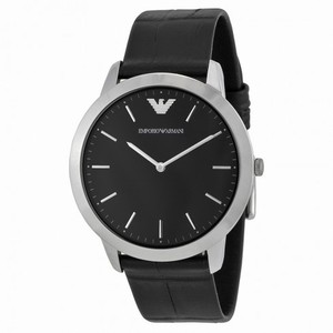 Armani Retro Black Dial Black Leather Strap Men's Watch AR1741
