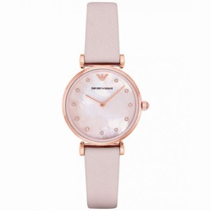 Armani Retro Pink Mother Of Pearl Dial Ladies Watch AR1958