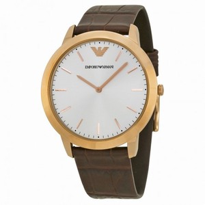 Armani Retro Silver Dial Brown Leather Strap Men's Watch AR1743