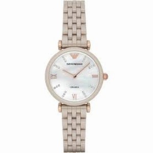 Armani Retro White Mother Of Pearl Dial Ladies Watch AR1498