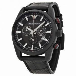 Armani Sportivo Black Dial BlackLeather Strap Men's Watch AR6035