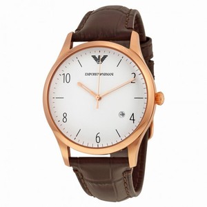 Armani White Dial Brown Leather Men's Watch AR1915