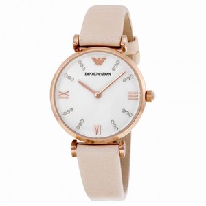 Armani White Dial Pale Pink Leather Ladies Watch AR1927