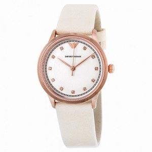 Armani White Dial Pale Pink Leather Strap Ladies Watch AR1913
