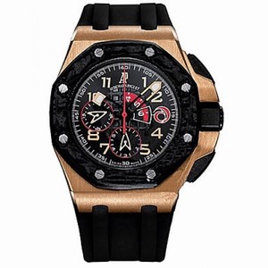Audemars Piguet Black Dial Chronograph 18kt Rose Gold Black Rubber Men's Watch 26062OROOA002CA01