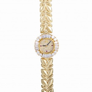 Audemars Piguet Diamond Pave Dial 18K Yellow Gold Ladies Watch 66803BA.ZZ.1018BA.01