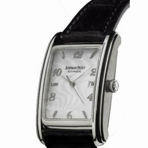Audemars Piguet Edward Piguet Silver Dial 18kt White Gold Black Leather Men's Watch 15121BCOO0002CR01